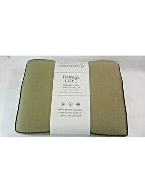 Perry Ellis Portfolio Travel Luxe Memory Foam Travel Pillow with Buckle  *READ*